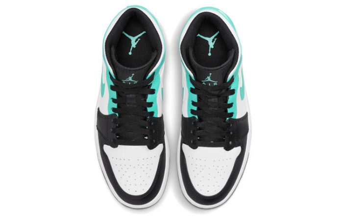 Jordan Air Jordan 1 MID 'Остров Зеленый' Высокие Топы Винтажные Баскетбольные Кроссовки Мужские Синий Черный Белый — изображение 4