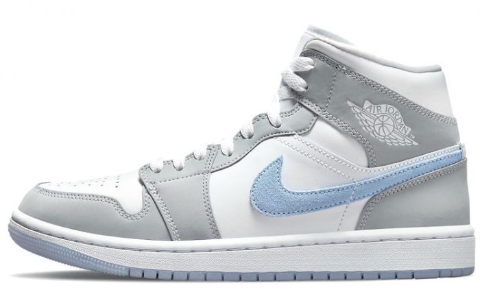 Jordan Air Jordan 1 MID 'Волк GREY' MID Топ Винтажные баскетбольные кроссовки Женские Ледяной синий — изображение 1