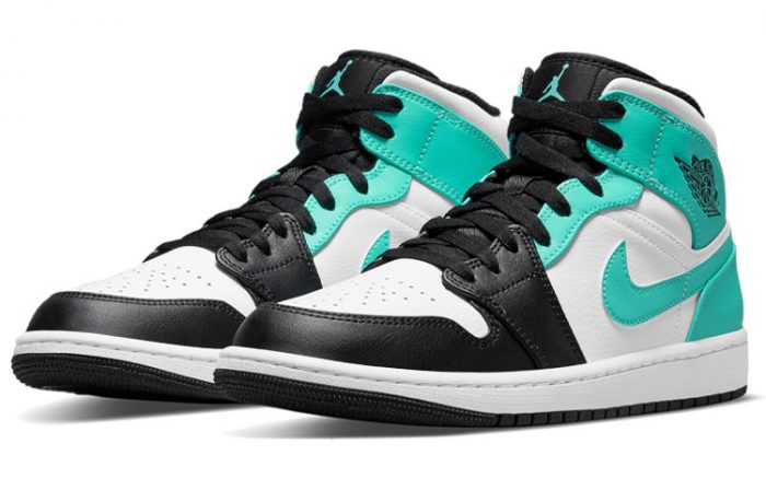 Jordan Air Jordan 1 MID 'Остров Зеленый' Высокие Топы Винтажные Баскетбольные Кроссовки Мужские Синий Черный Белый — изображение 3
